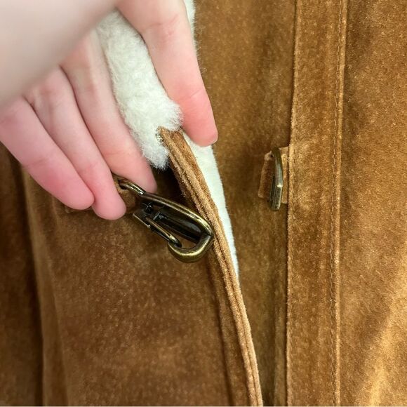 VTG Gallery Leather Suede Penny Lane Sherpa Driving Coat Size Medium - Picture 9 of 16